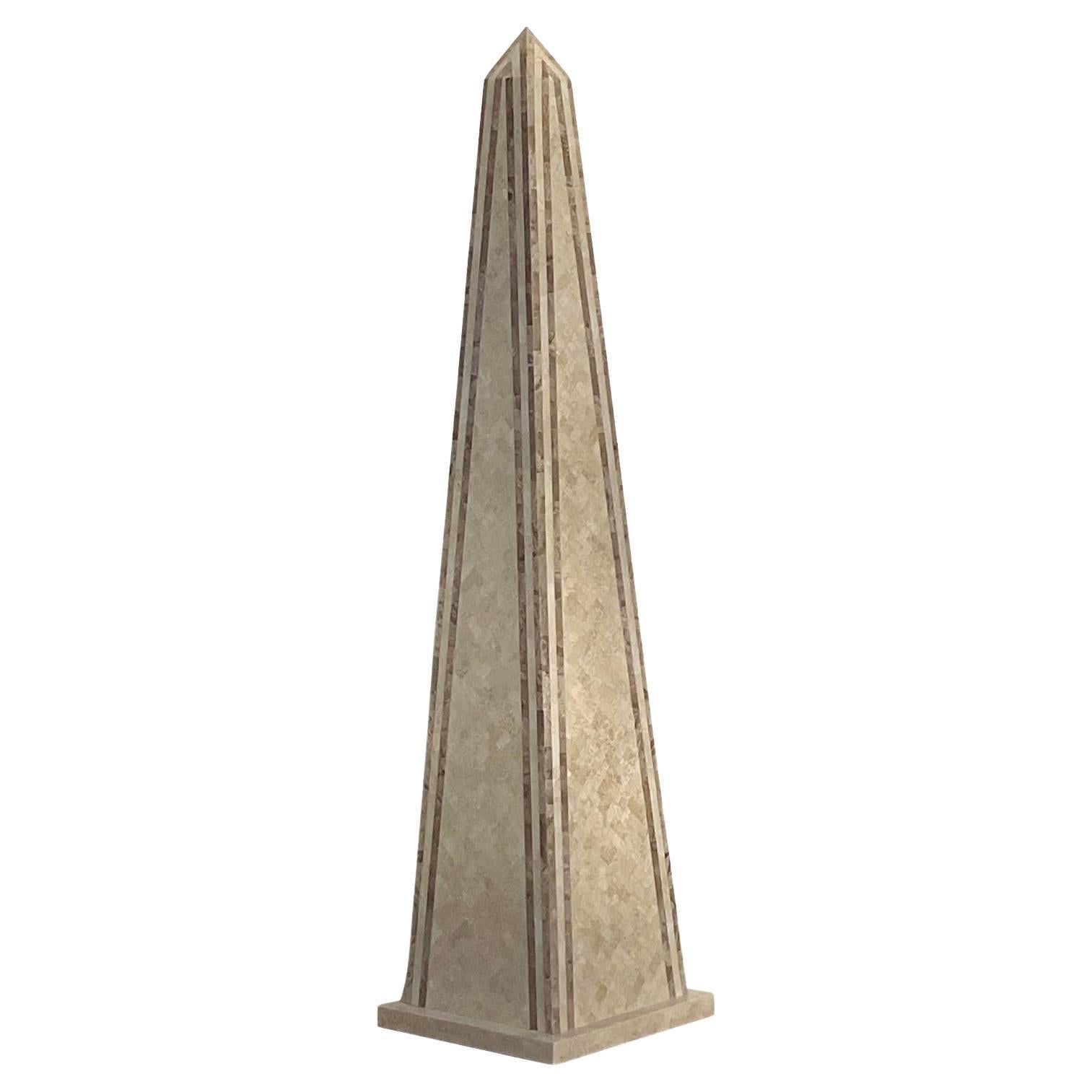 Vintage Boho Monumental Tessellated Stein Obelisk