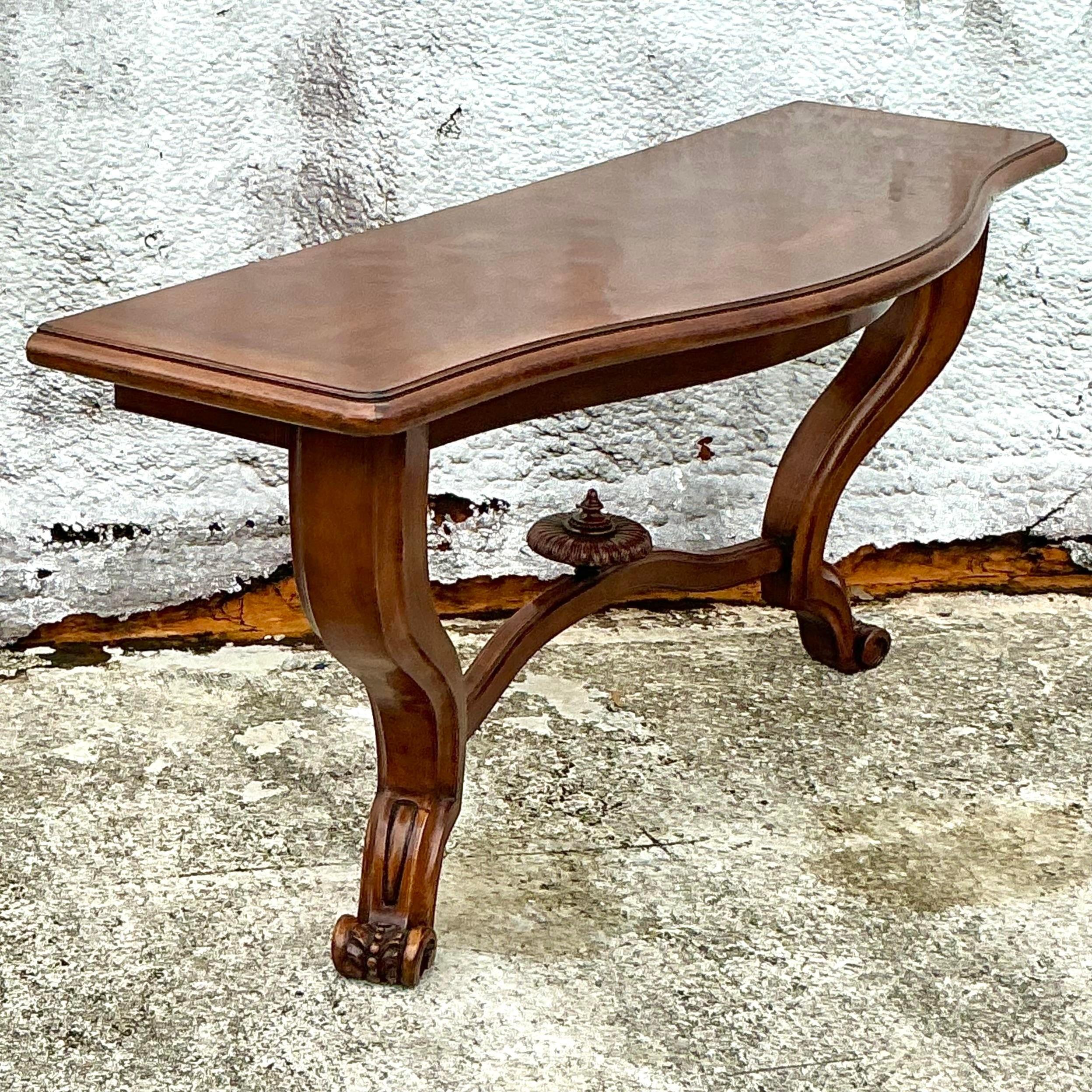 Vintage Boho Monumental Wall Mount Console Table For Sale 4