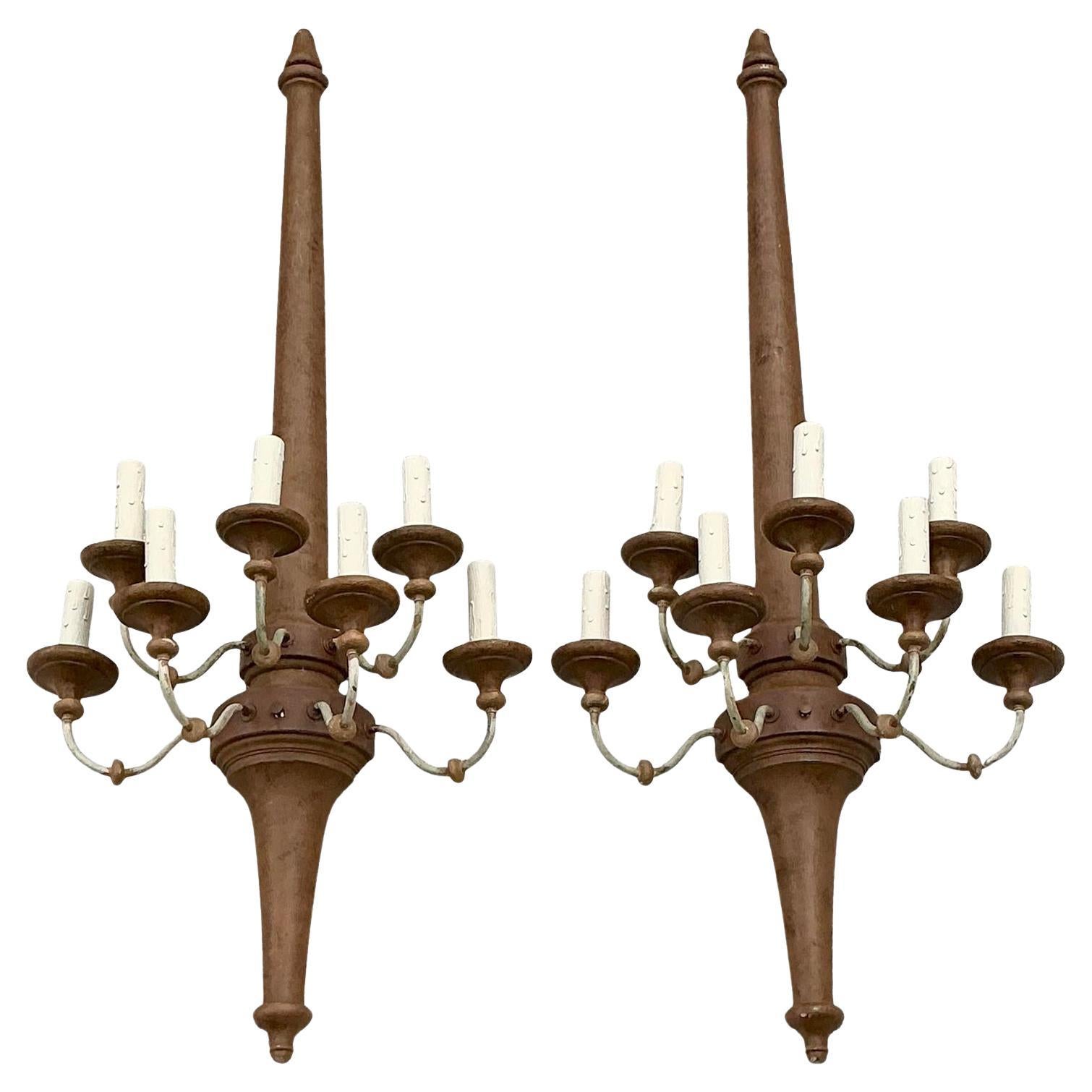 Vintage Boho Monumental Wall Sconces - A Pair For Sale