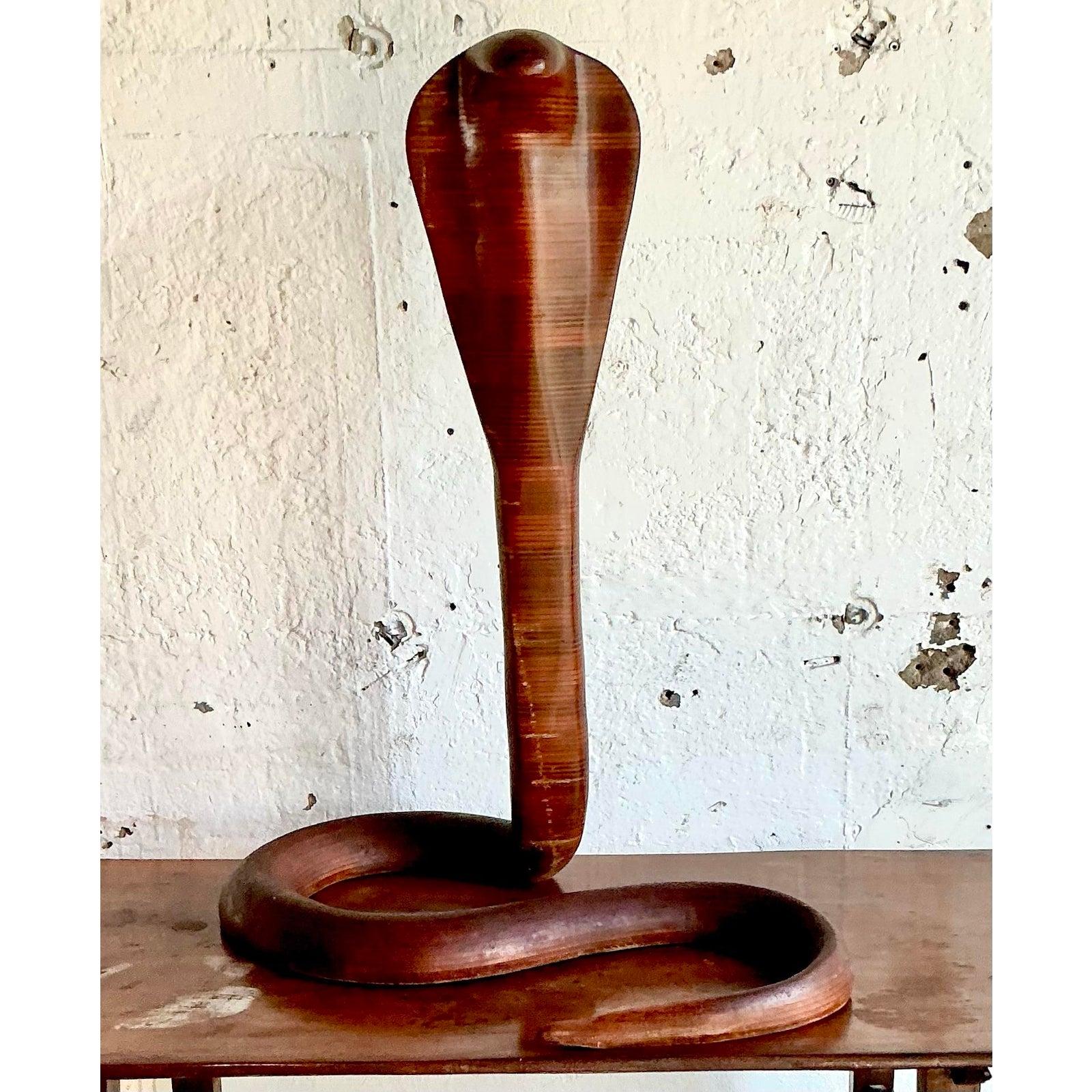 Legno Cobra monumentale in legno vintage Boho in vendita