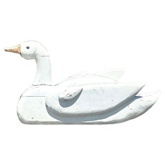 Vintage Boho Monumental Wooden Swan