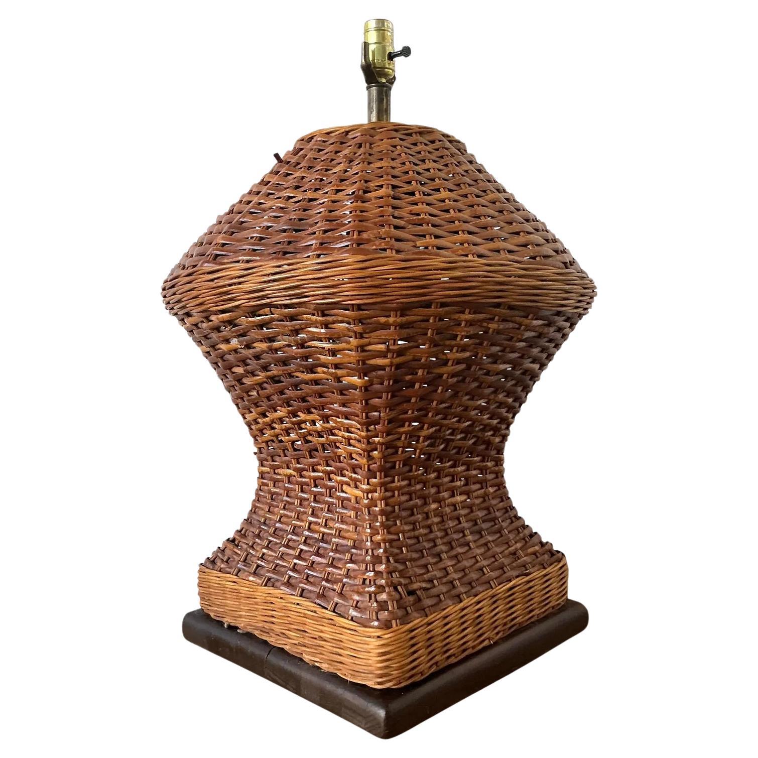 Vintage Boho Monumental Woven Rattan Lamp