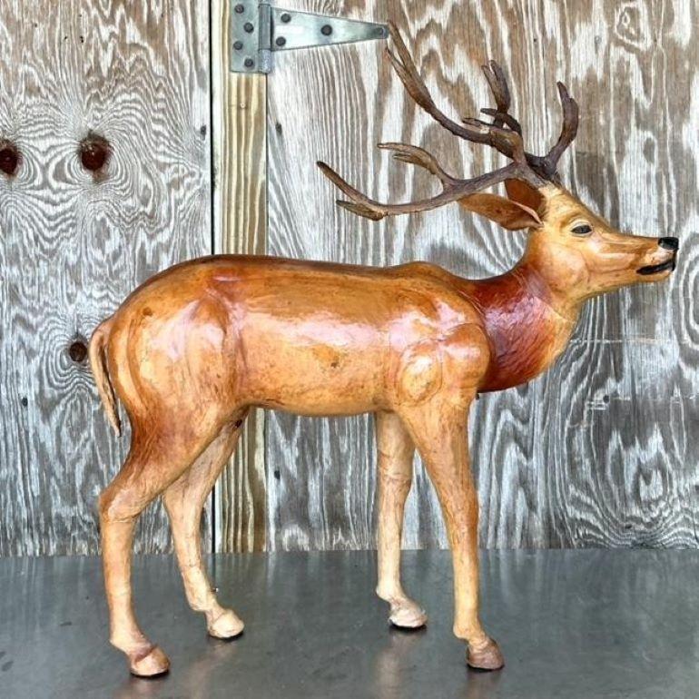 Buck Vintage Boho Monumental de Cuero Envuelto en venta 4