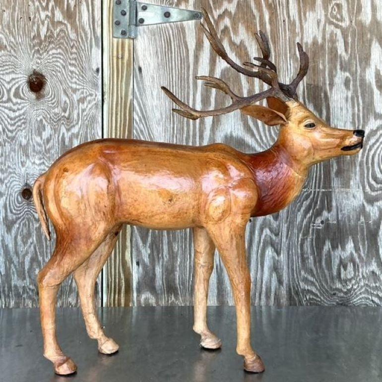Buck Vintage Boho Monumental de Cuero Envuelto Rústico en venta