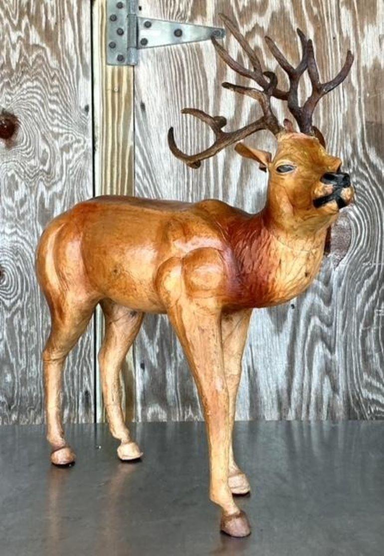 Buck Vintage Boho Monumental de Cuero Envuelto Estadounidense en venta