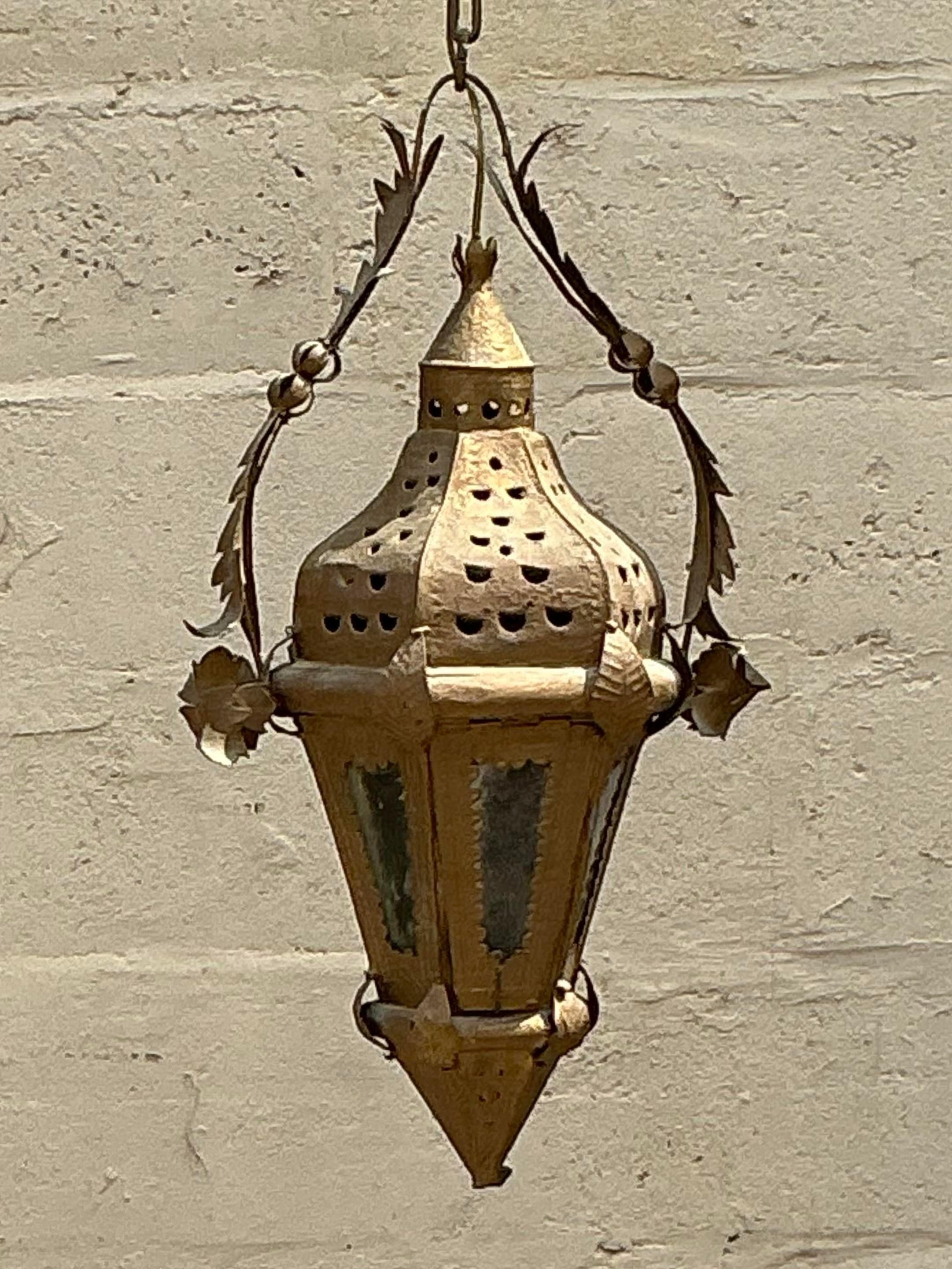 American Vintage Boho Moorish Lantern After Addison Mizner For Sale