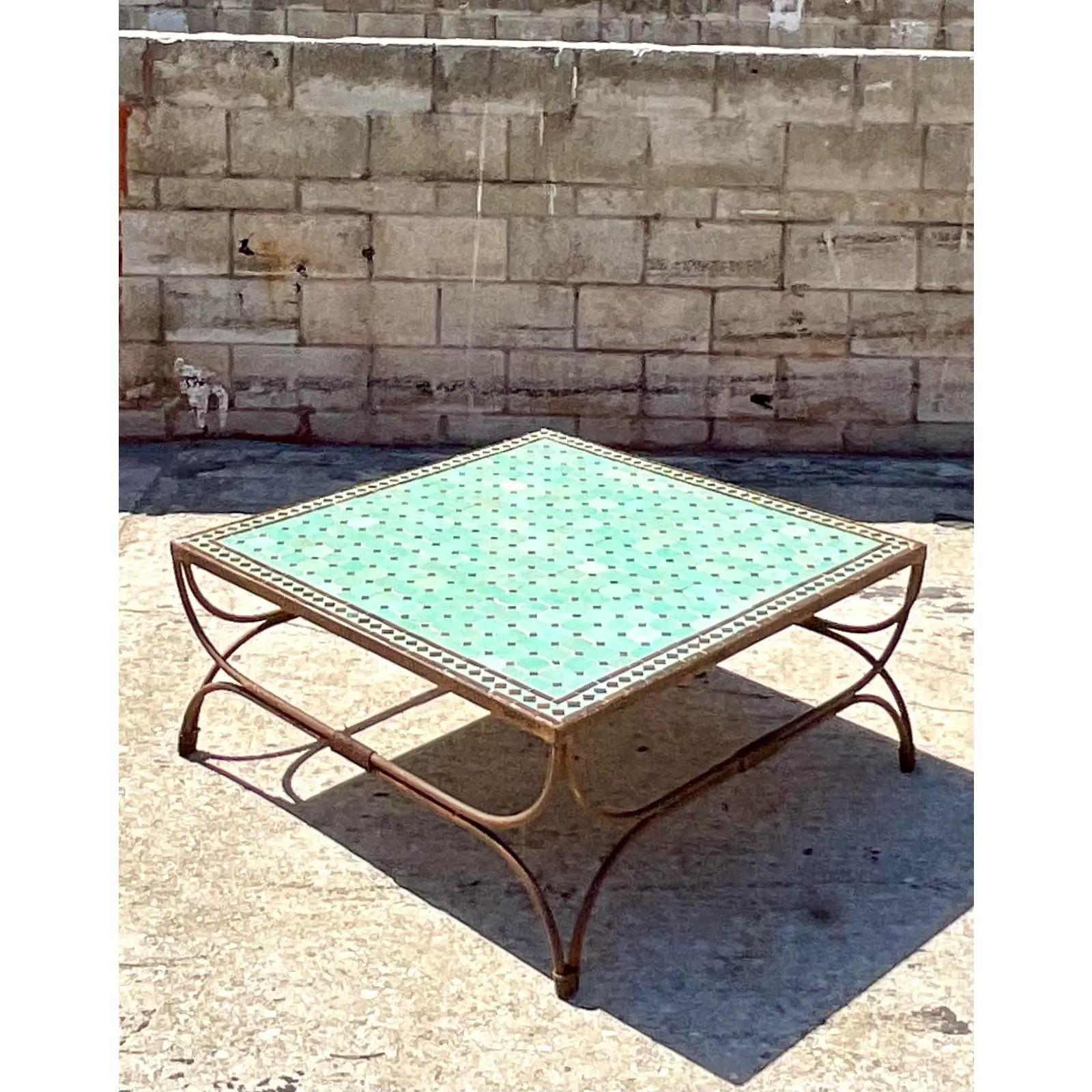 Textile Vintage Boho Moroccan Tile Coffee Table