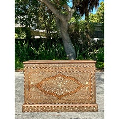 Vintage Boho Morrocan Inlay Blanket Chest