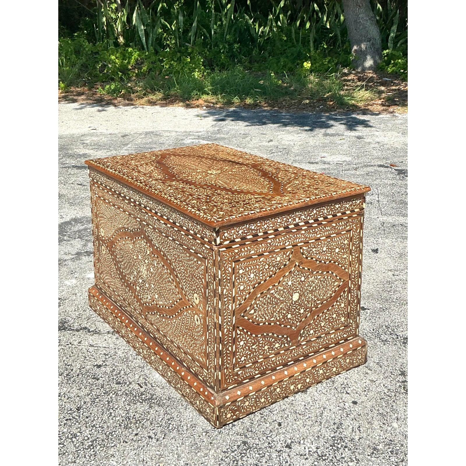 Philippine Vintage Boho Morrocan Inlay Blanket Chest For Sale