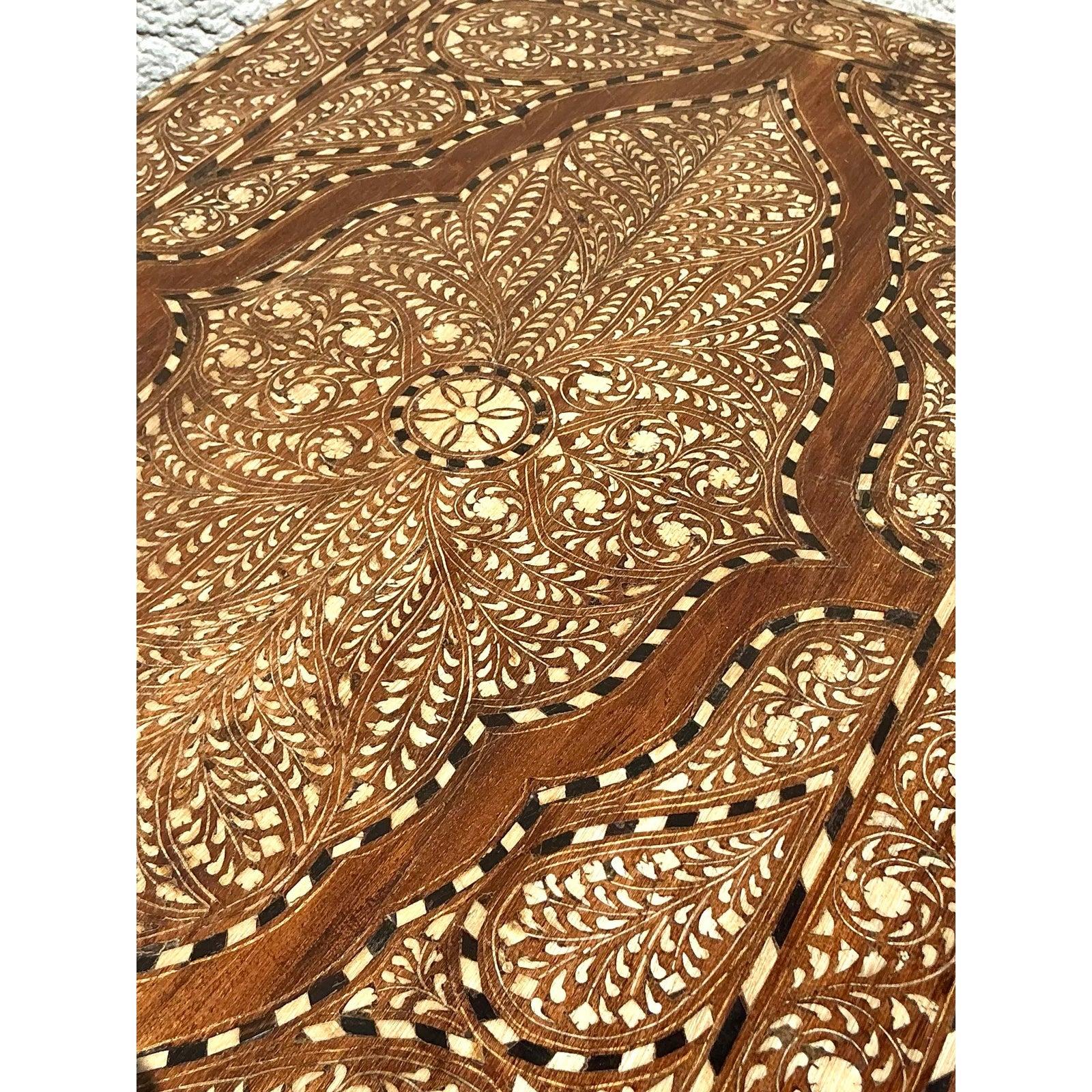 Bone Vintage Boho Morrocan Inlay Blanket Chest For Sale