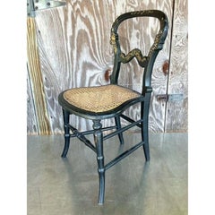 Vintage Boho Mother of Pearl Inlay Papier Mache Chair
