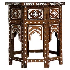 Vintage Boho Mother of Pearl Inlay Side Table