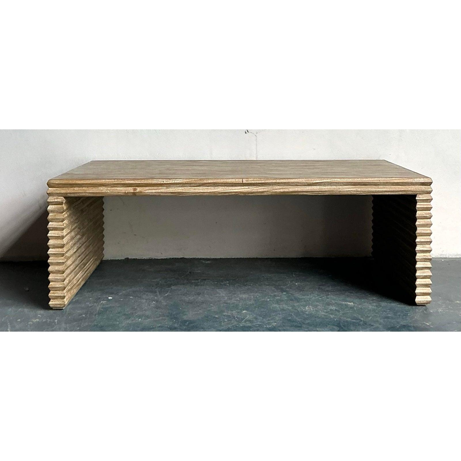 British Vintage Boho Mr Brown London “Belmont” Coffee Table For Sale