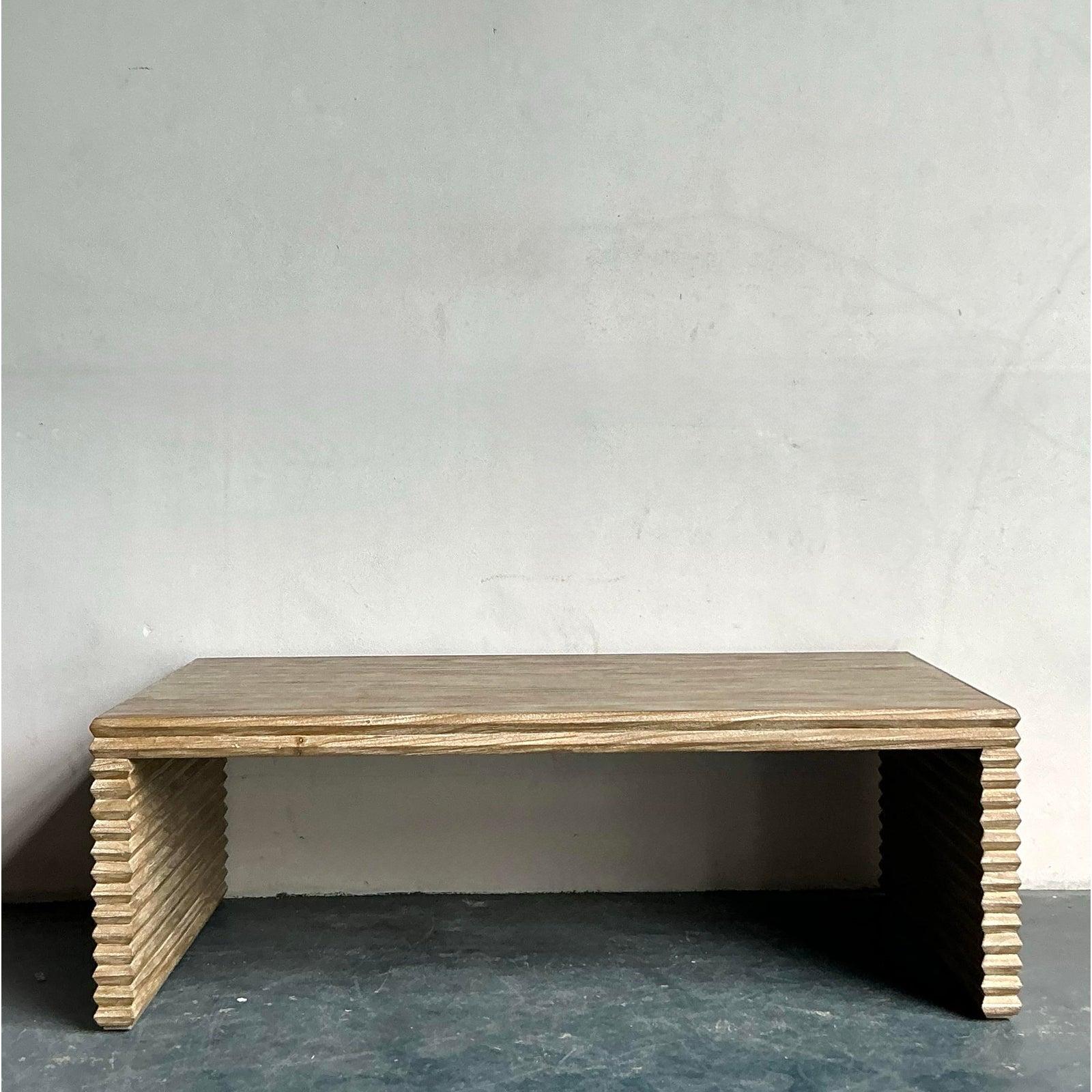 Wood Vintage Boho Mr Brown London “Belmont” Coffee Table For Sale