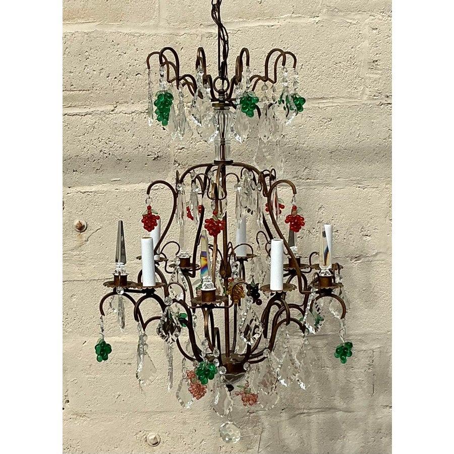 Italian Vintage Boho Murano Glass Fruit Chandelier For Sale