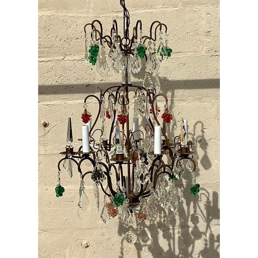 20th Century Vintage Boho Murano Glass Fruit Chandelier For Sale