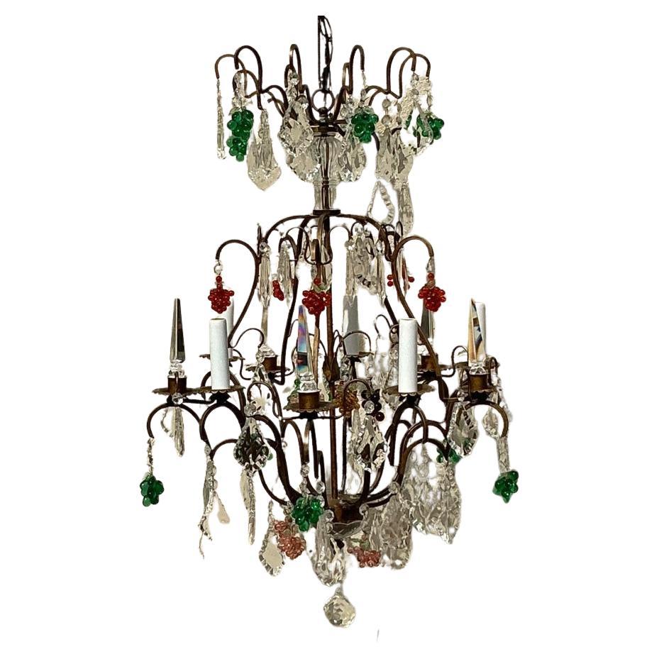 Vintage Boho Murano Glass Fruit Chandelier