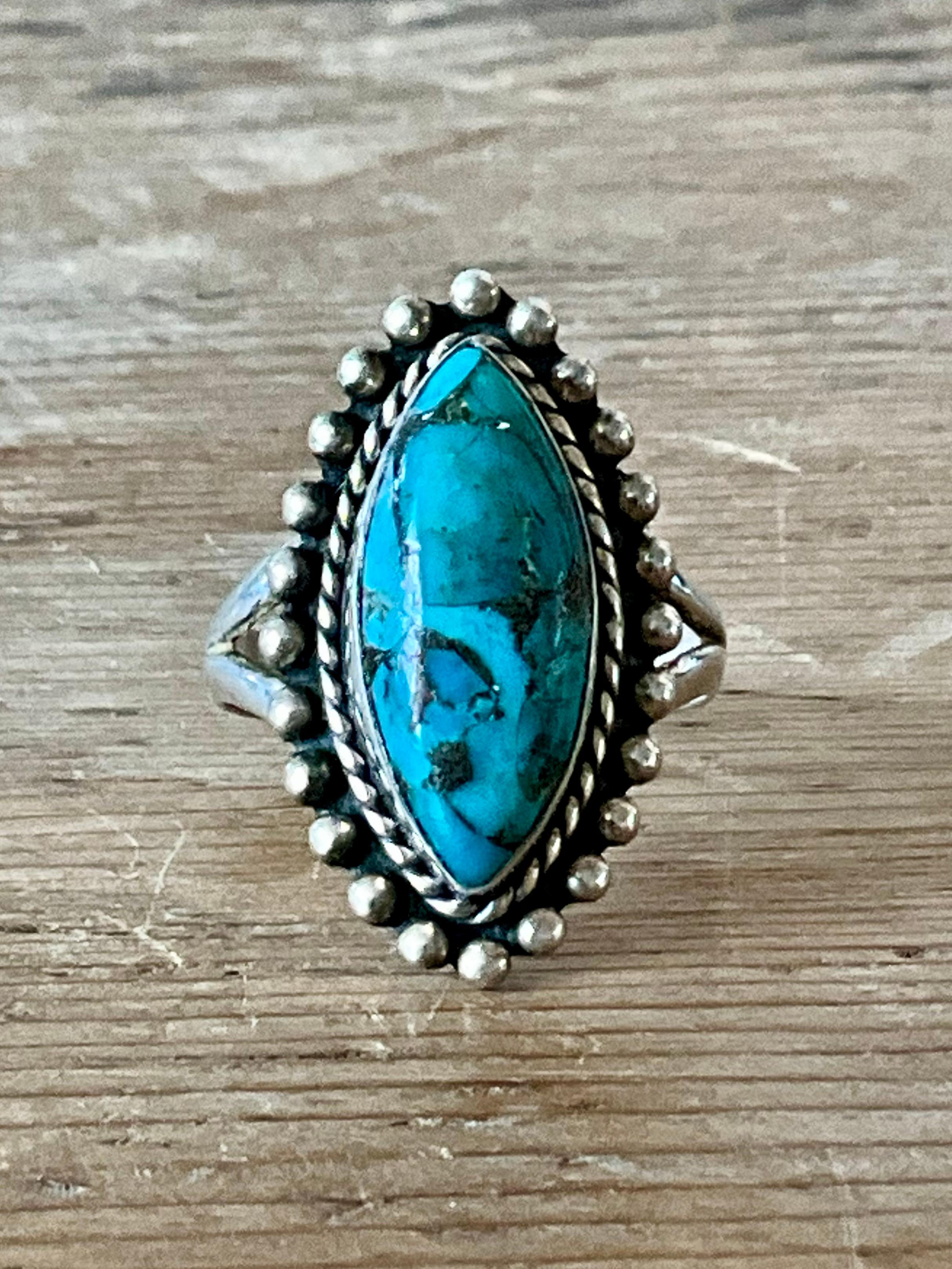 Anillo vintage de turquesa estilo boho nativo americano en venta 4