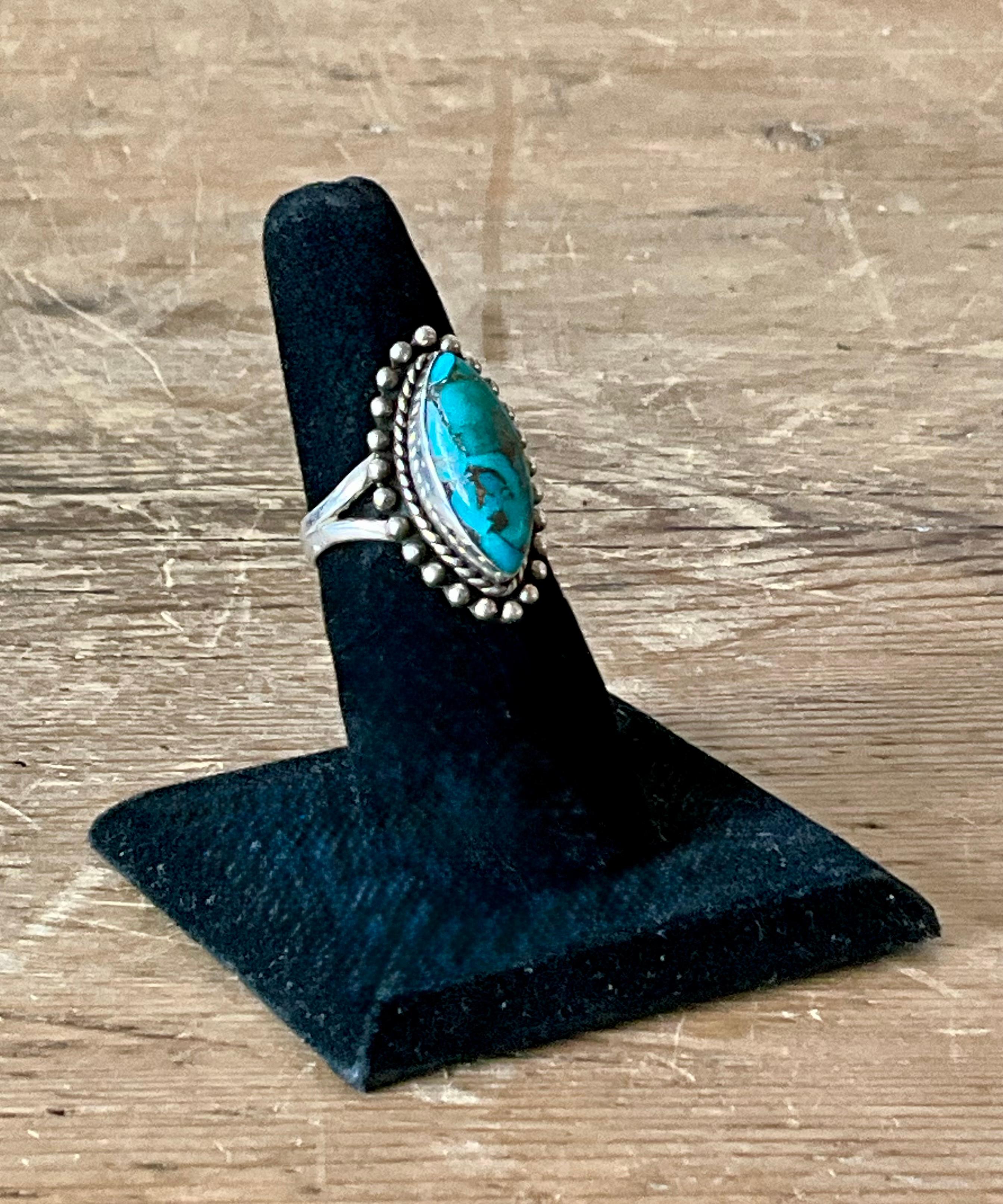 Anillo vintage de turquesa estilo boho nativo americano Cabujón en venta