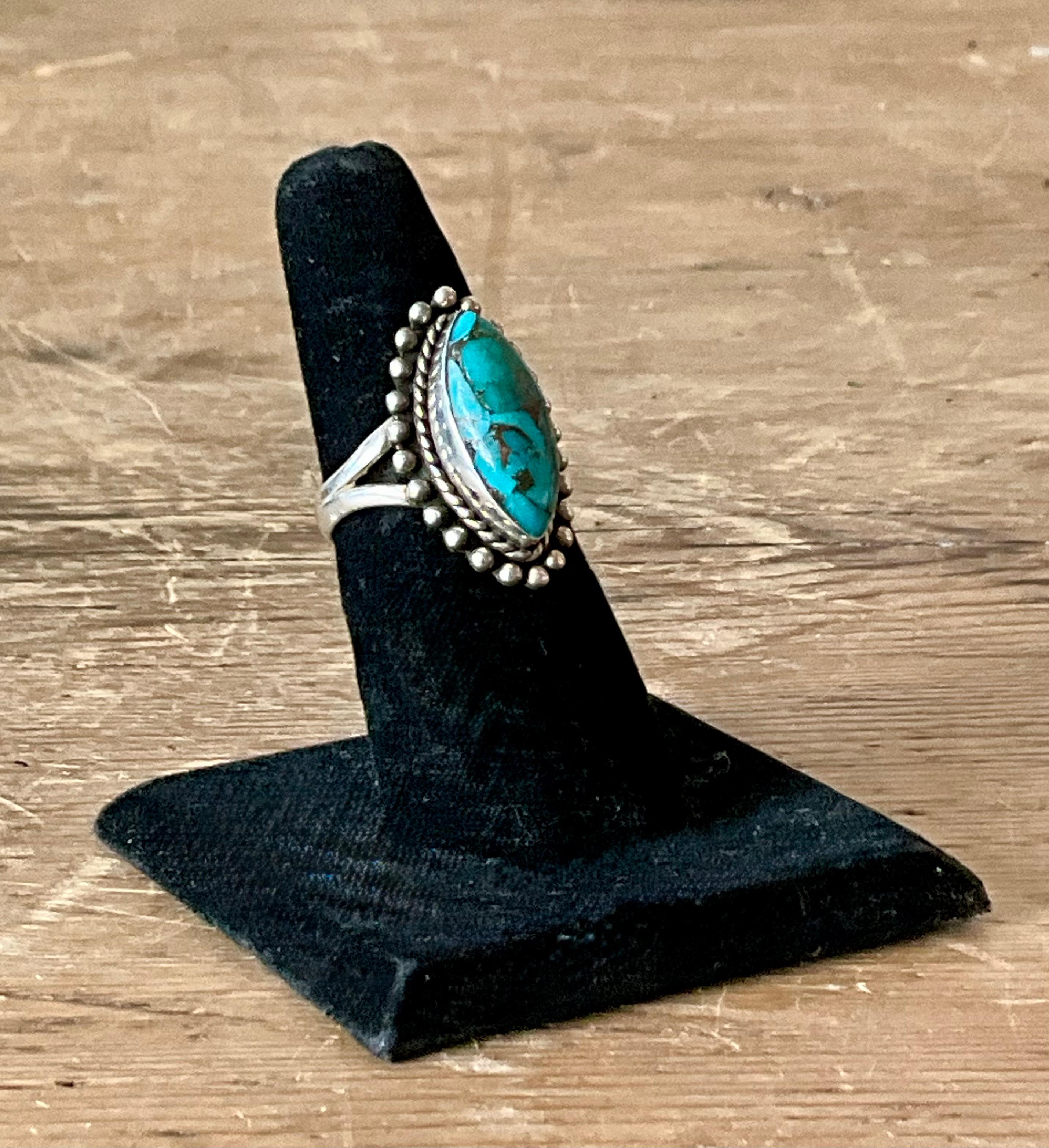 Femenino o masculino Anillo vintage de turquesa estilo boho nativo americano en venta