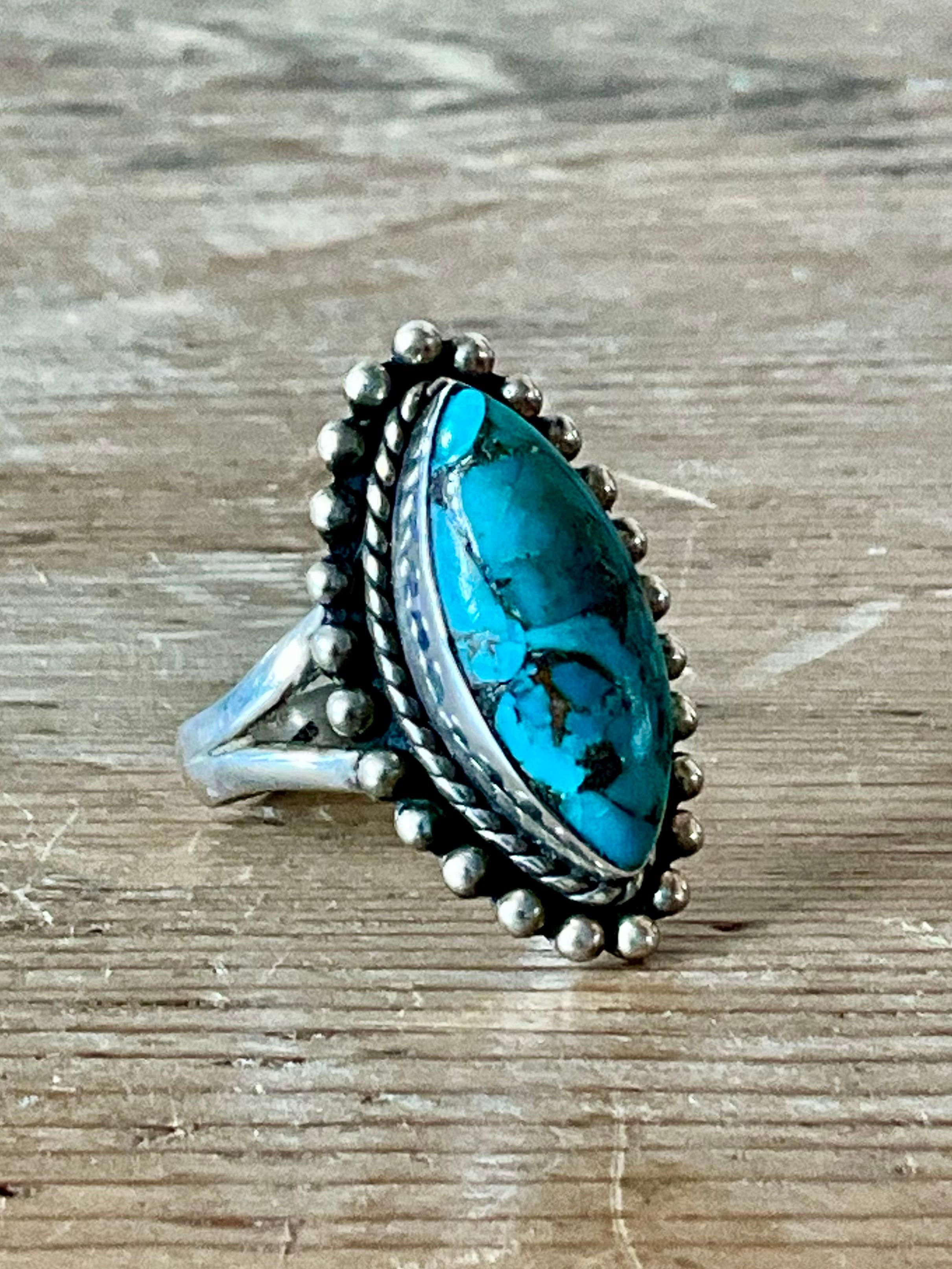 Anillo vintage de turquesa estilo boho nativo americano en venta 1