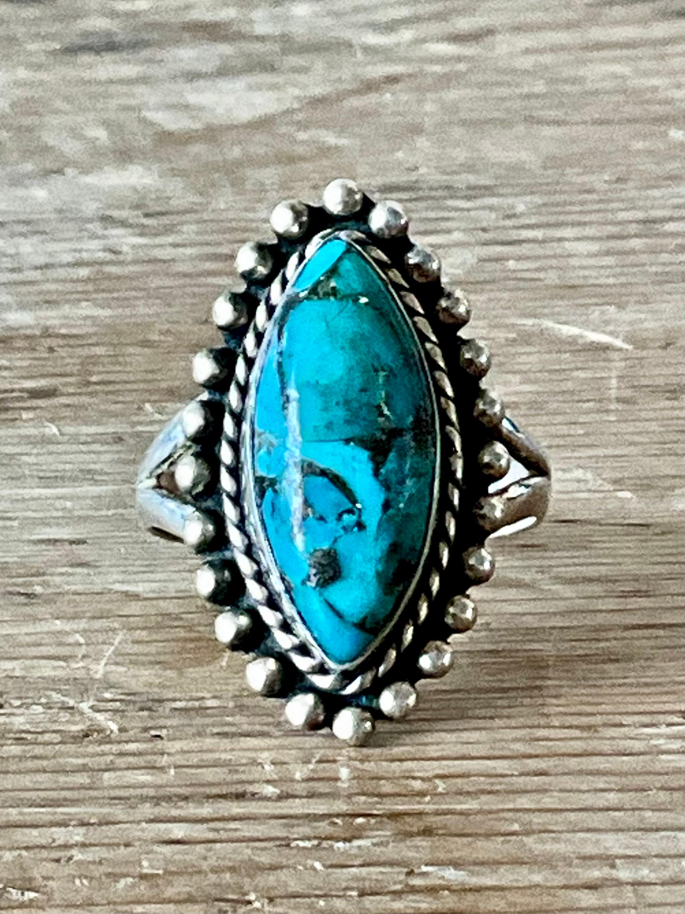 Anillo vintage de turquesa estilo boho nativo americano en venta 3