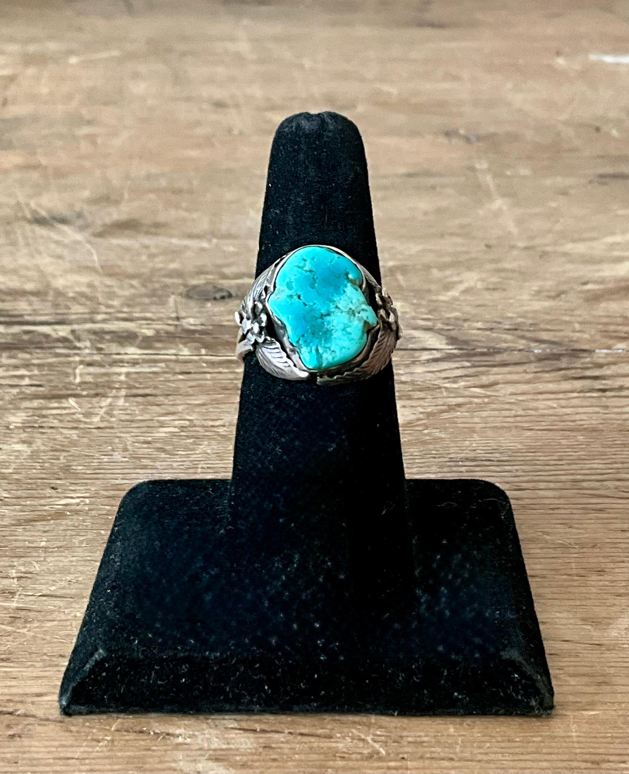 Nativo americano Set di anelli in turchese Navajo vintage in argento sterling 8 in vendita