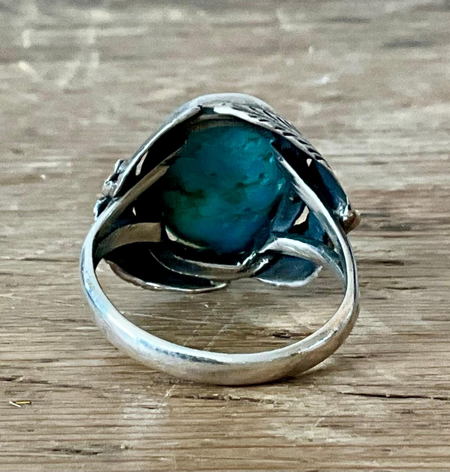 Set di anelli in turchese Navajo vintage in argento sterling 8 In condizioni buone in vendita a West Palm Beach, FL