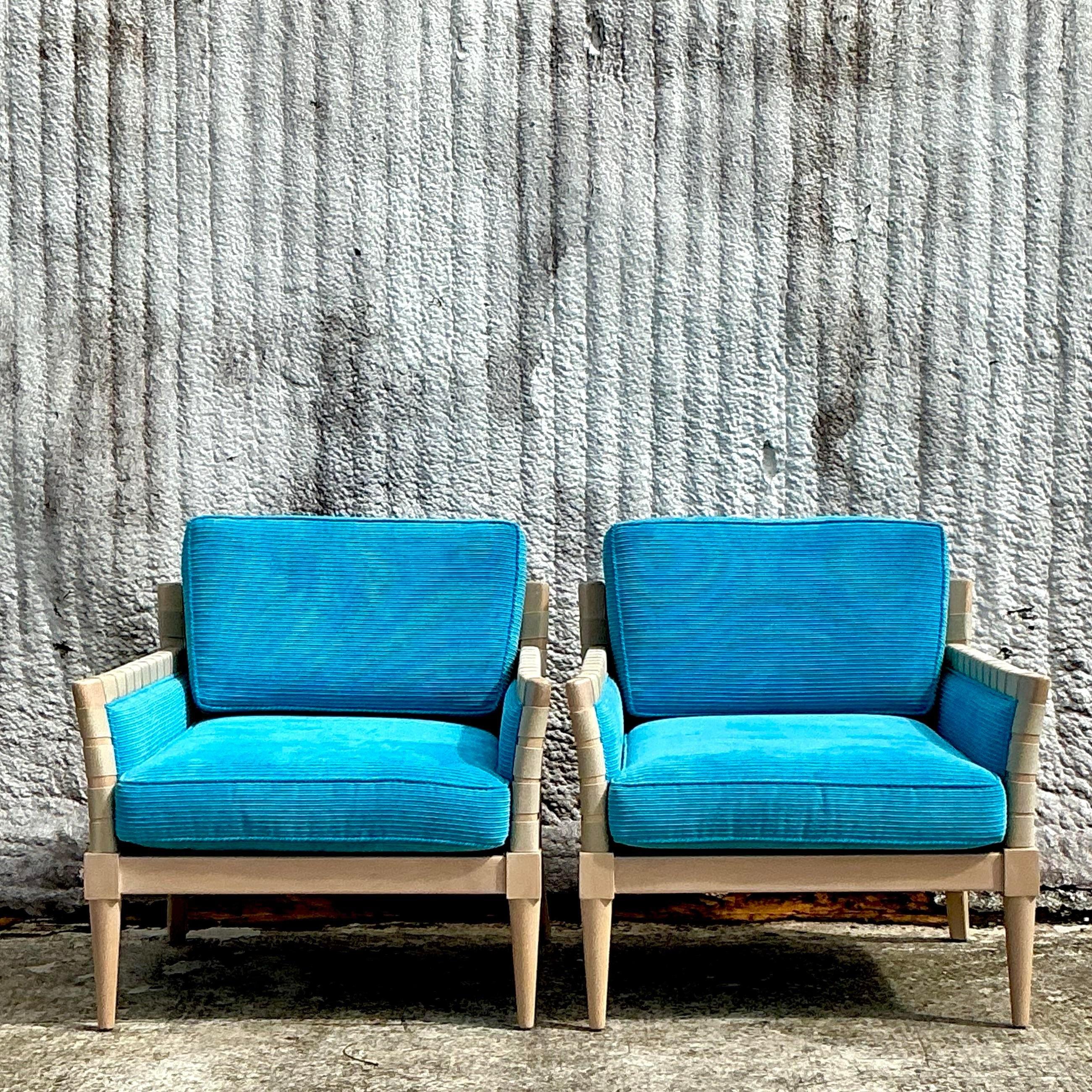 Vintage Boho Niedermaier Woven Strap Lounge Chairs - a Pair For Sale 1