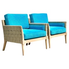 Vintage Boho Niedermaier Woven Strap Lounge Chairs - ein Paar