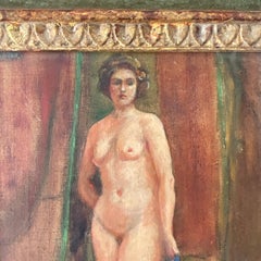 Vintage Boho Nude Figural Signed Original Oil on Canvas