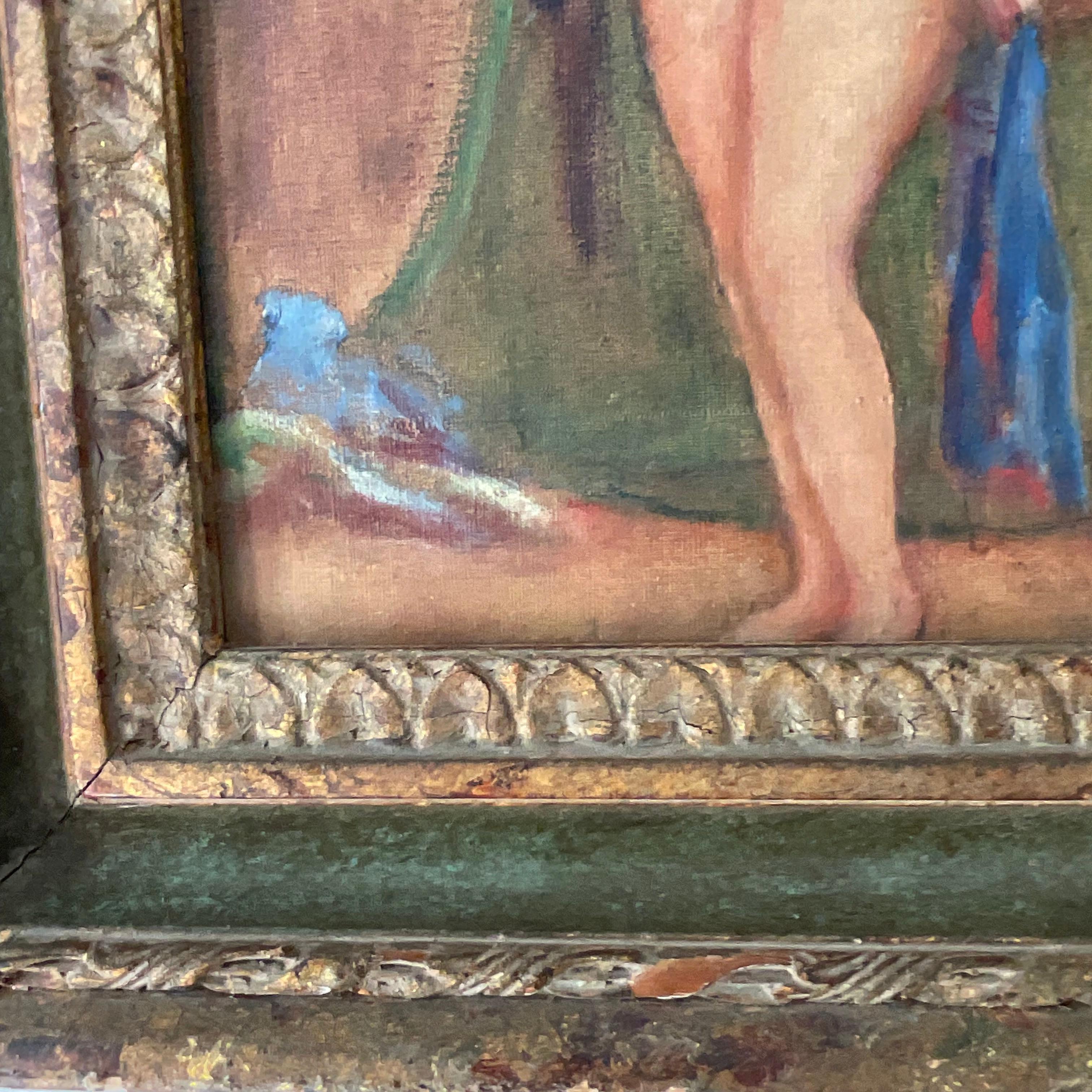 20th Century Vintage Boho Nude Figural Signed Original Oil on Canvas For Sale