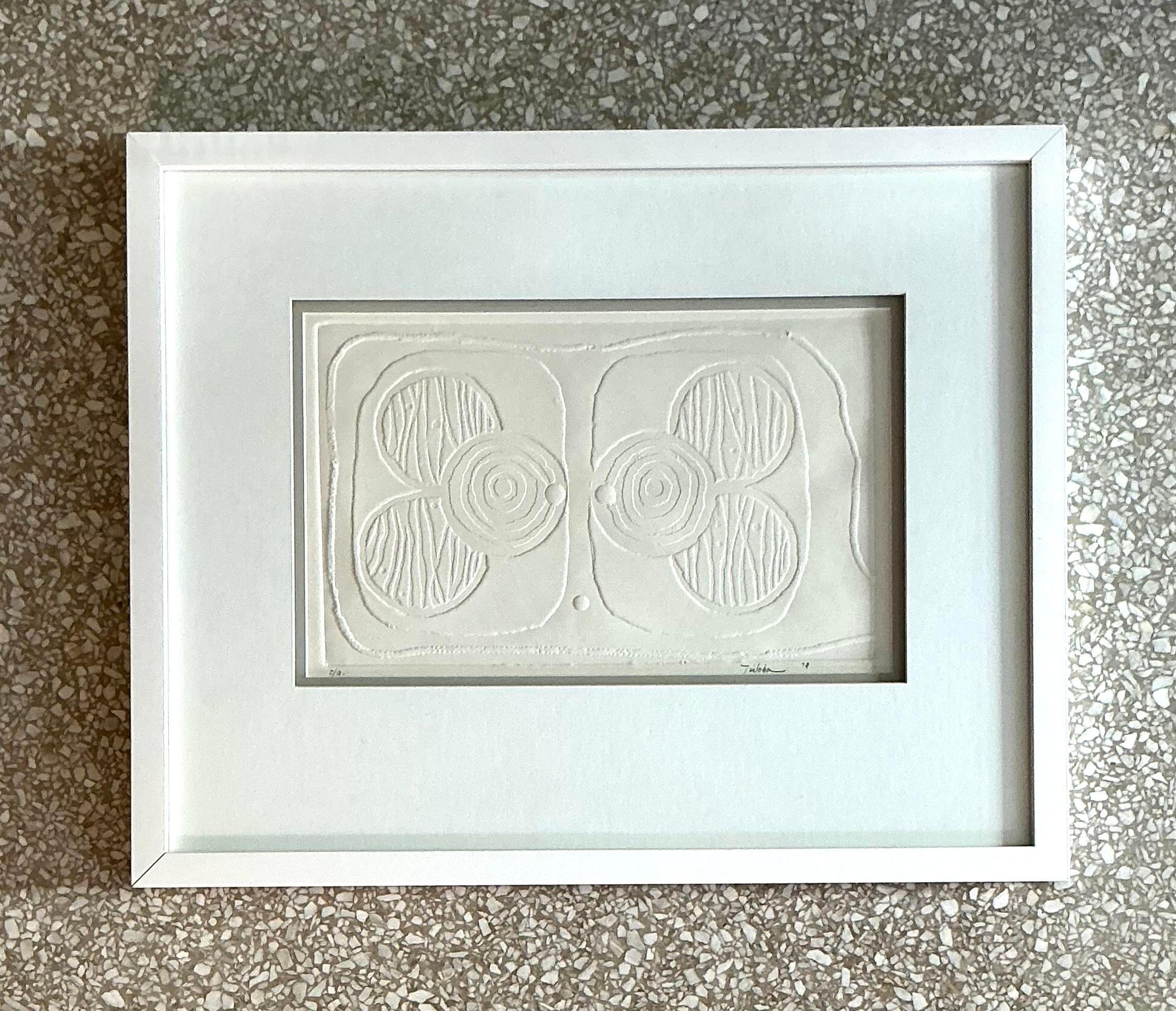 Vintage Boho nummeriert geformtes Papier Lithographie im Zustand „Gut“ im Angebot in West Palm Beach, FL