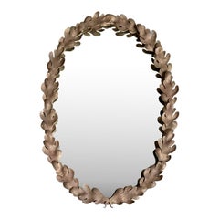 Vintage Boho Oak Leaf Oval Mirror