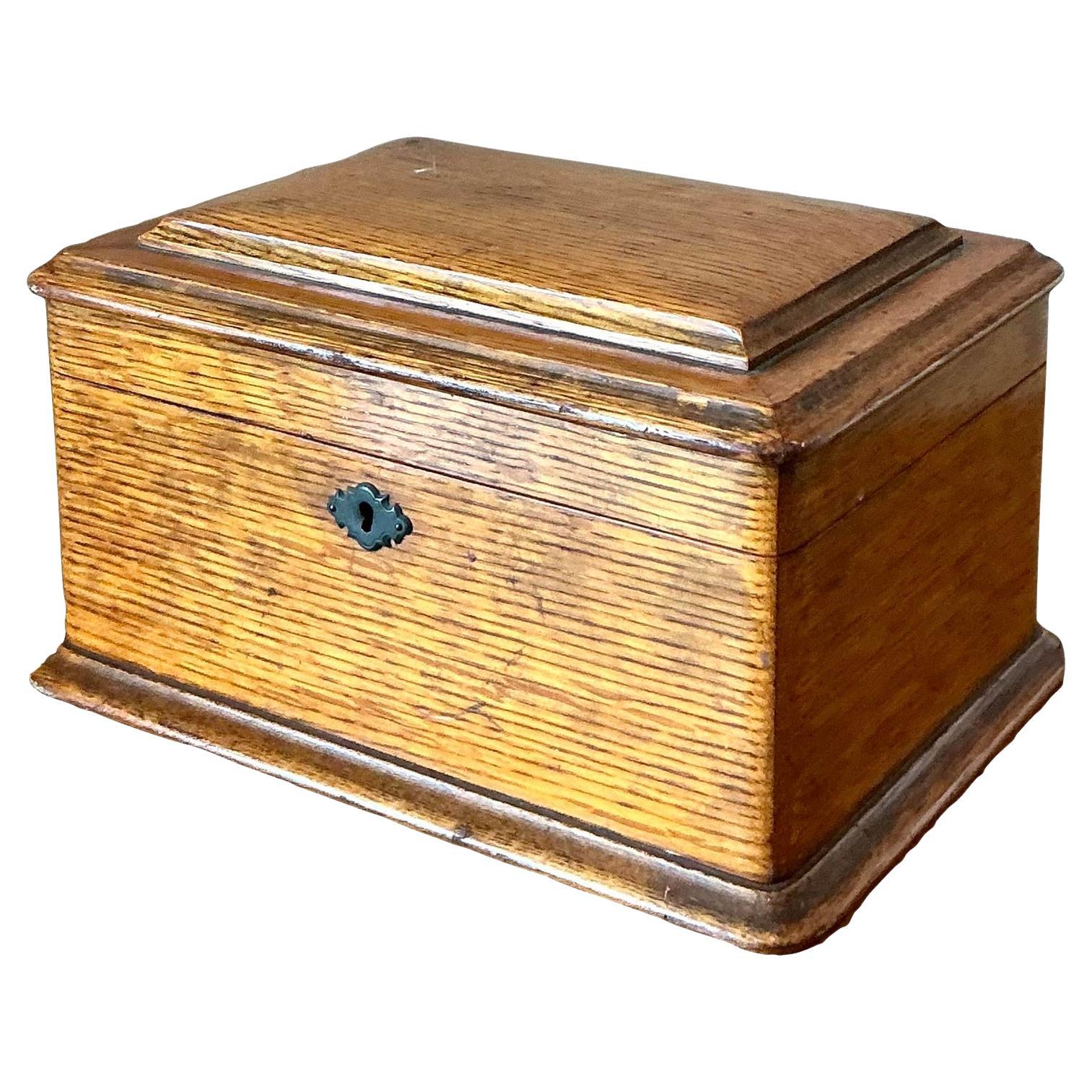 Vintage Boho Oak Lidded Box