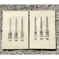 Vintage Boho Obelisk Engravings - Set of 2