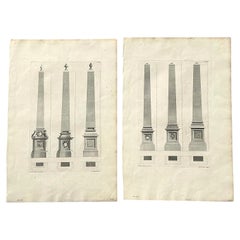 Vintage Boho Obelisk Engravings - Set of 2