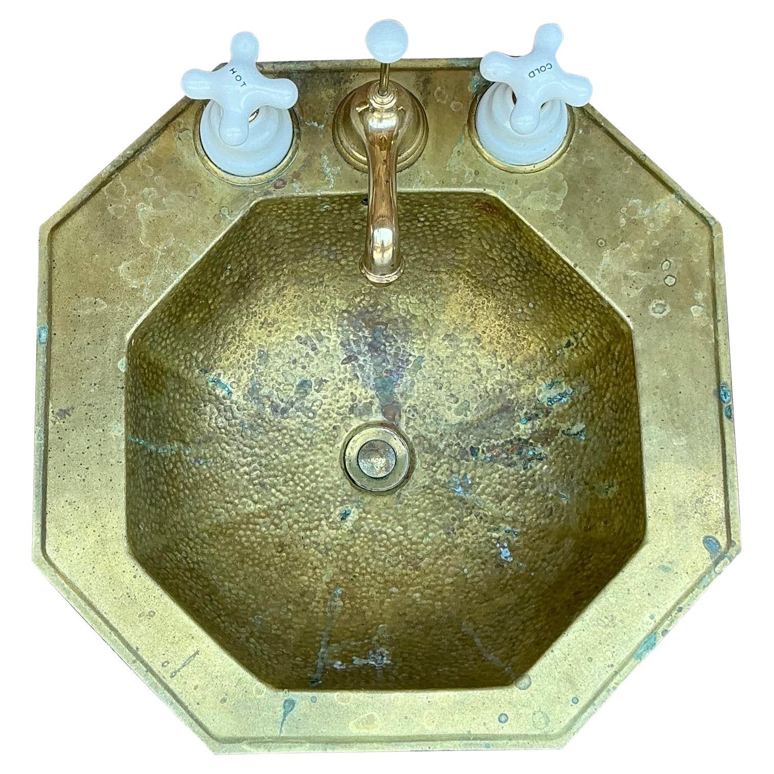 Vintage Boho Octagon Hammered Brass Sink