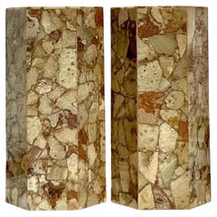 Vintage Boho Octagon Onyx Pedestals - Ein Paar