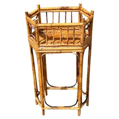 Stand vintage boho octogonal en bambou pour plantes