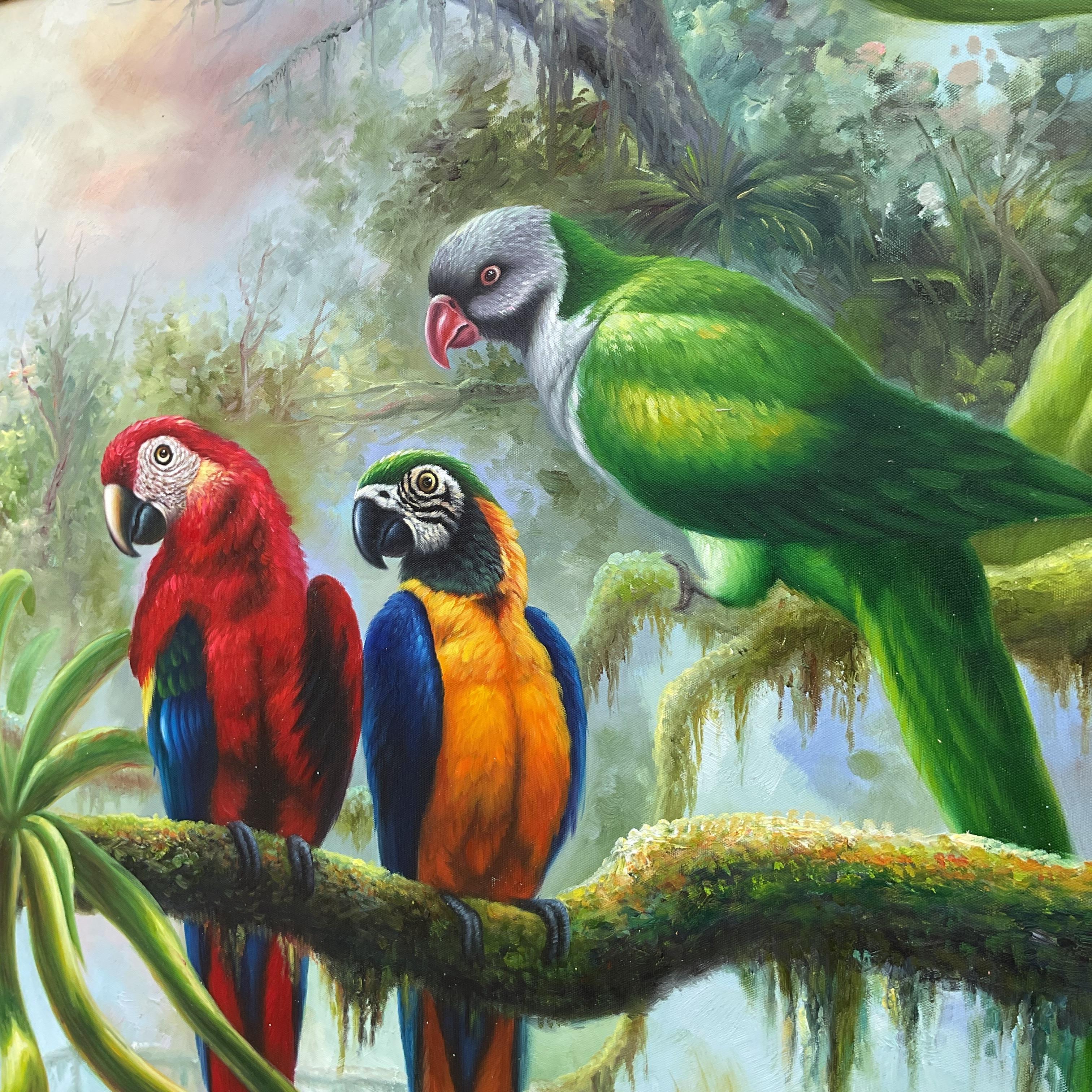 Vintage Boho Oil Painting on Canvas In Good Condition In west palm beach, FL