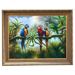 Vintage Boho Oil Painting on Canvas