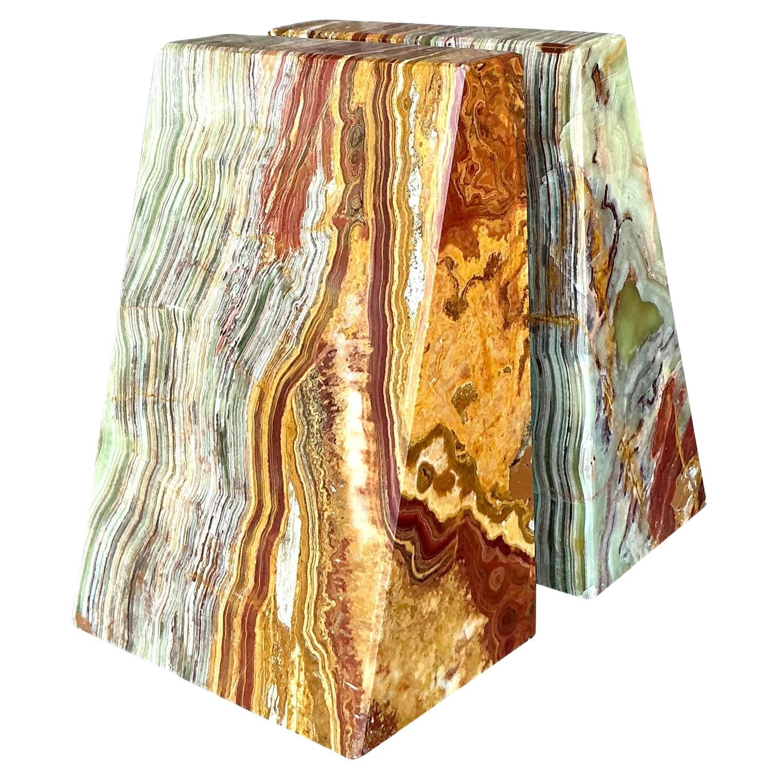 Vintage Boho Onyx Bookends - Set of 2