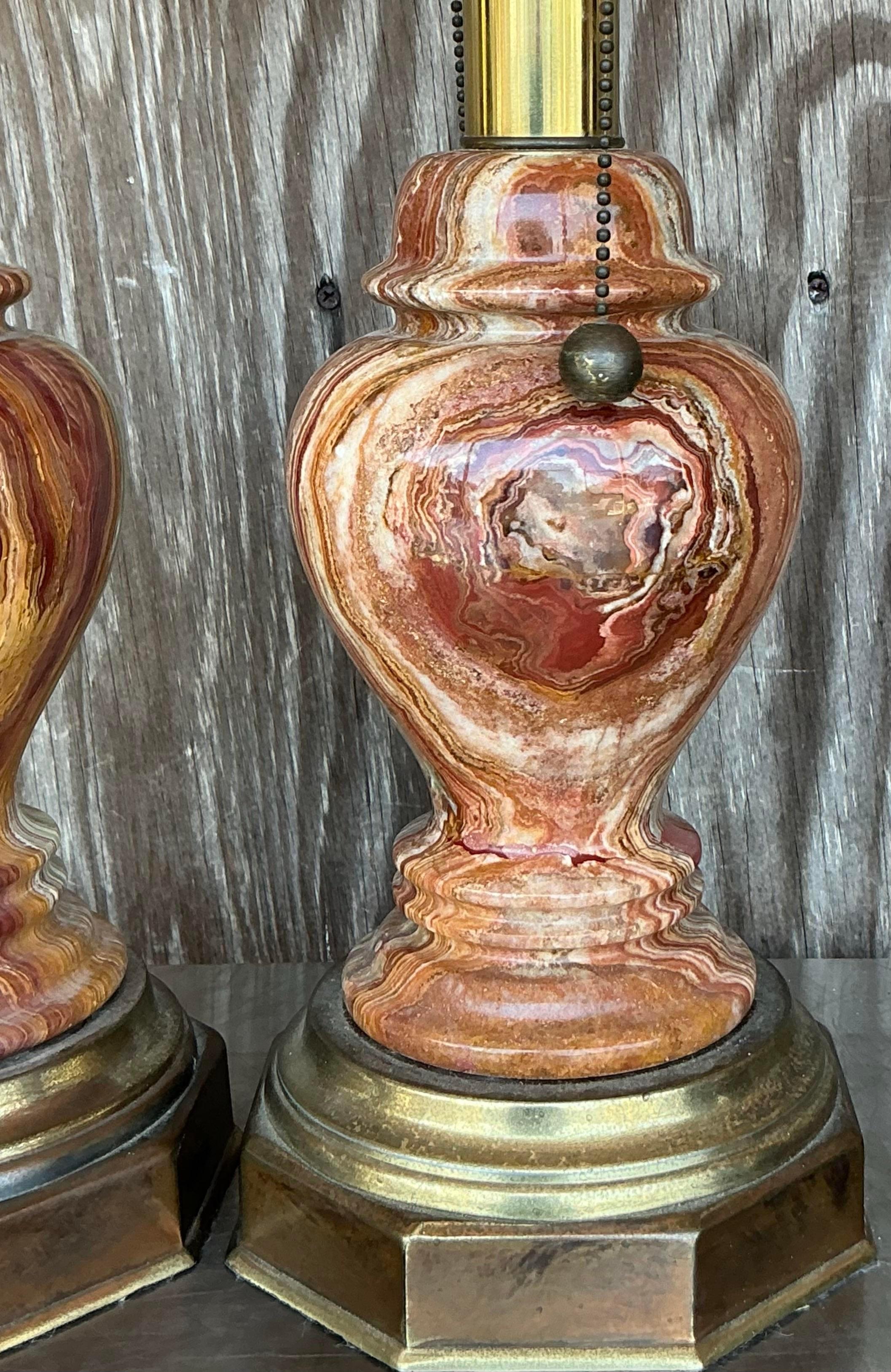Paire de lampes vintage Boho Onyx en vente 1