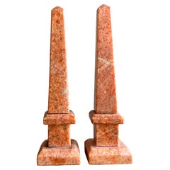 Vintage Boho Orange Calcite Obelisks- a Pair