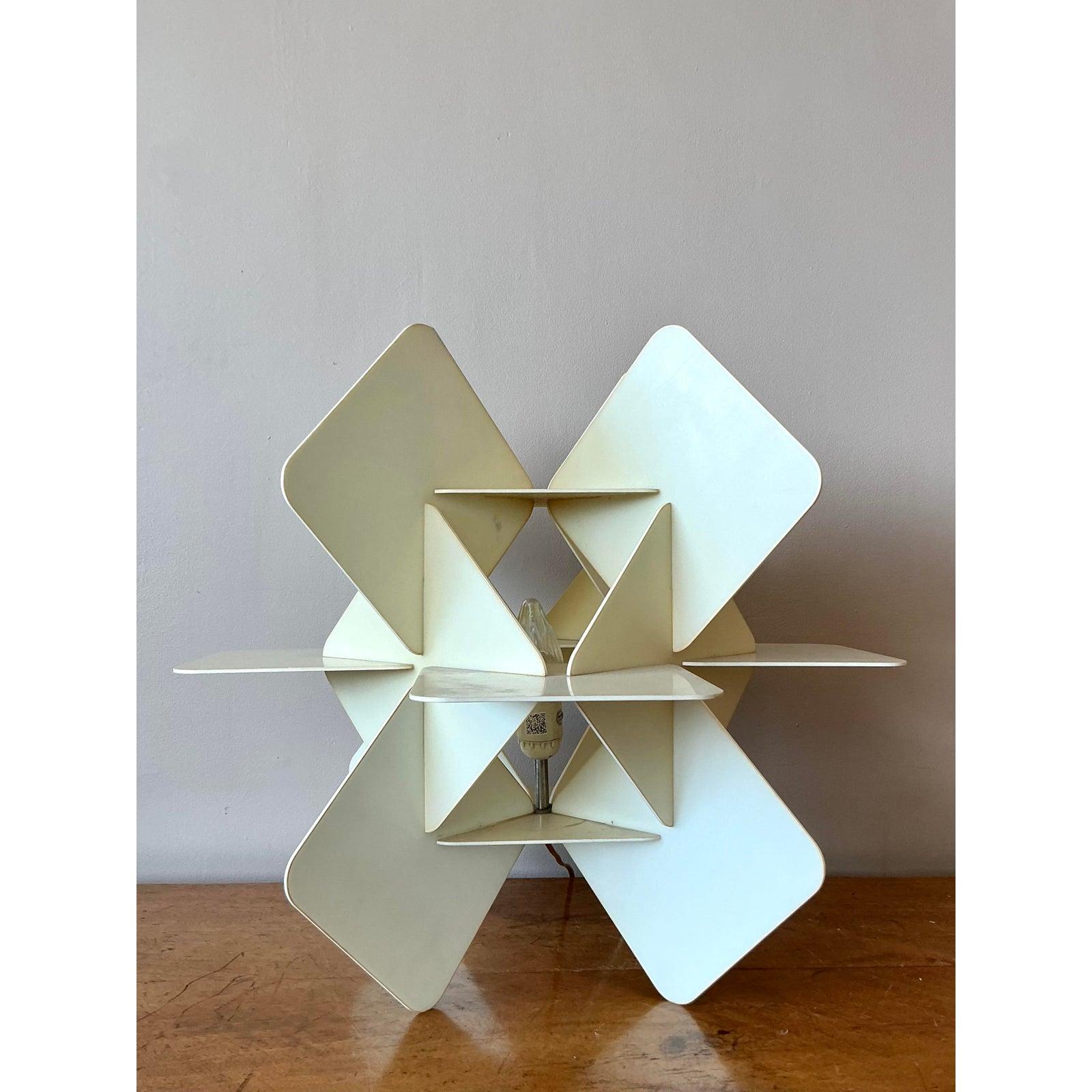 Post-Modern Vintage Boho Origami Resin Table Lamp For Sale