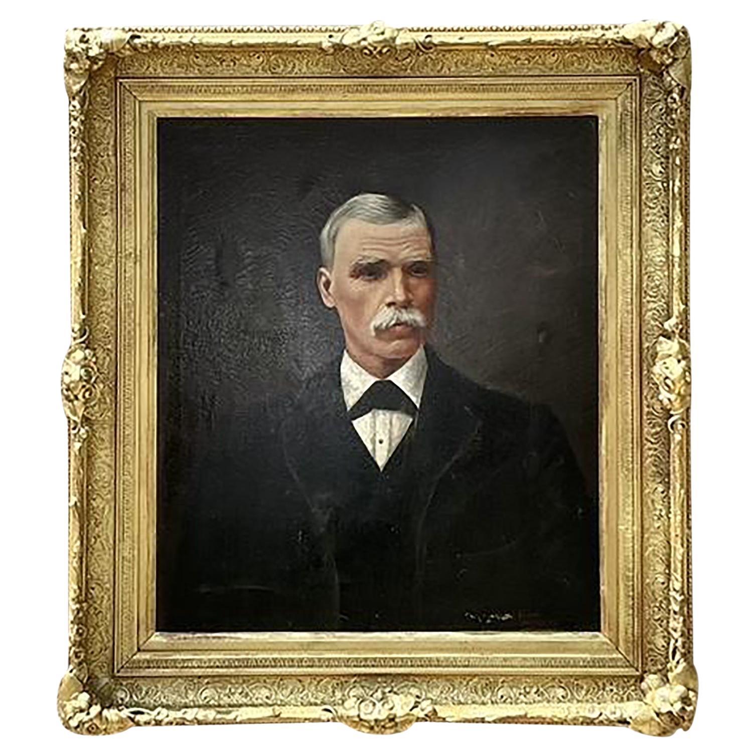 Vintage Boho Original 1873 Oil Portrait on Canvas