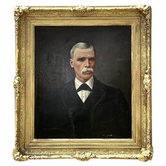 Vintage Boho Original 1873 Oil Portrait on Canvas
