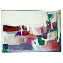 Vintage Boho Original 1966 Abstract Oil on Canvas