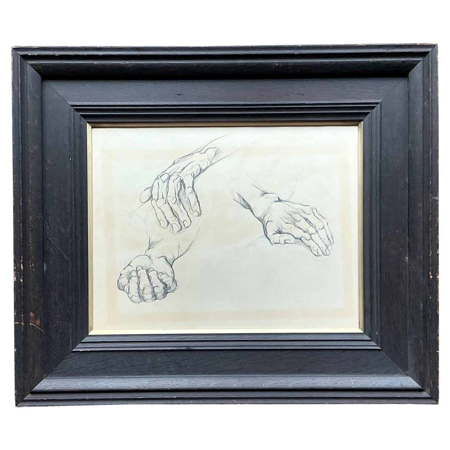 Vintage Boho Original 1977 Croquis d'anatomie sur papier